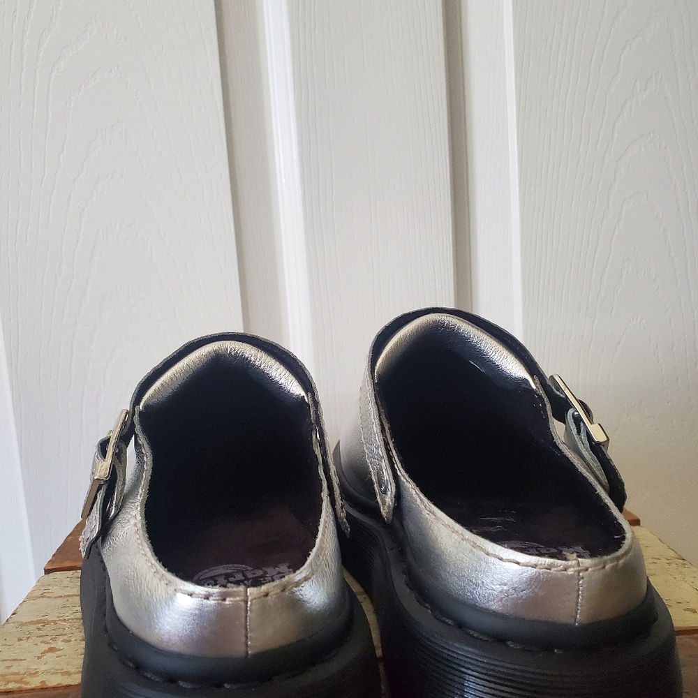 Silver Dr Martens Sling Back Mules - Picture 8 of 16